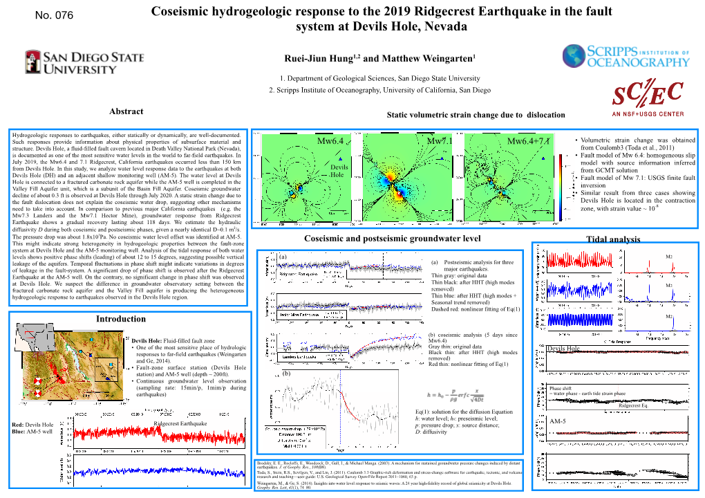 Coseismic Hydrogeologic Response to the 2019 Ridgecrest Earthquake in the Fault System at Devils Hole, Nevada
