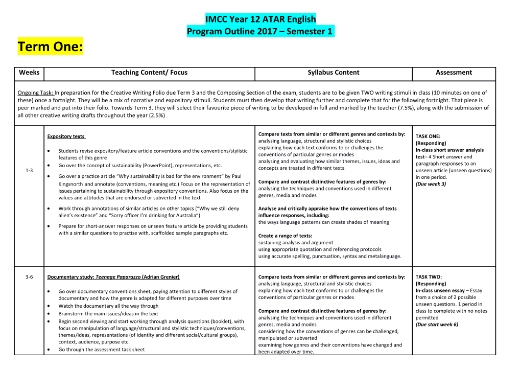 IMCC Year 12 ATAR English