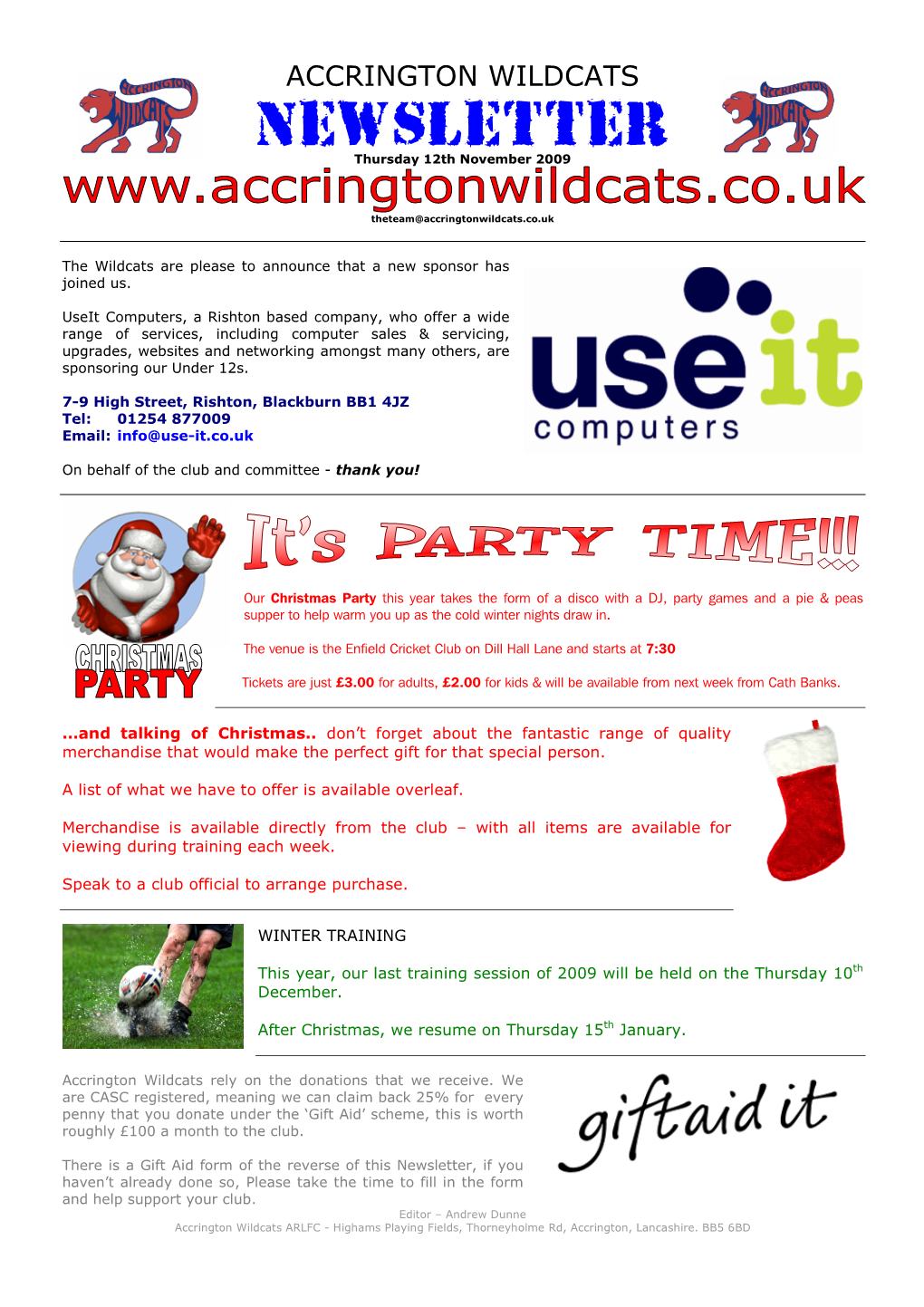 NEWSLETTER Thursday 12Th November 2009