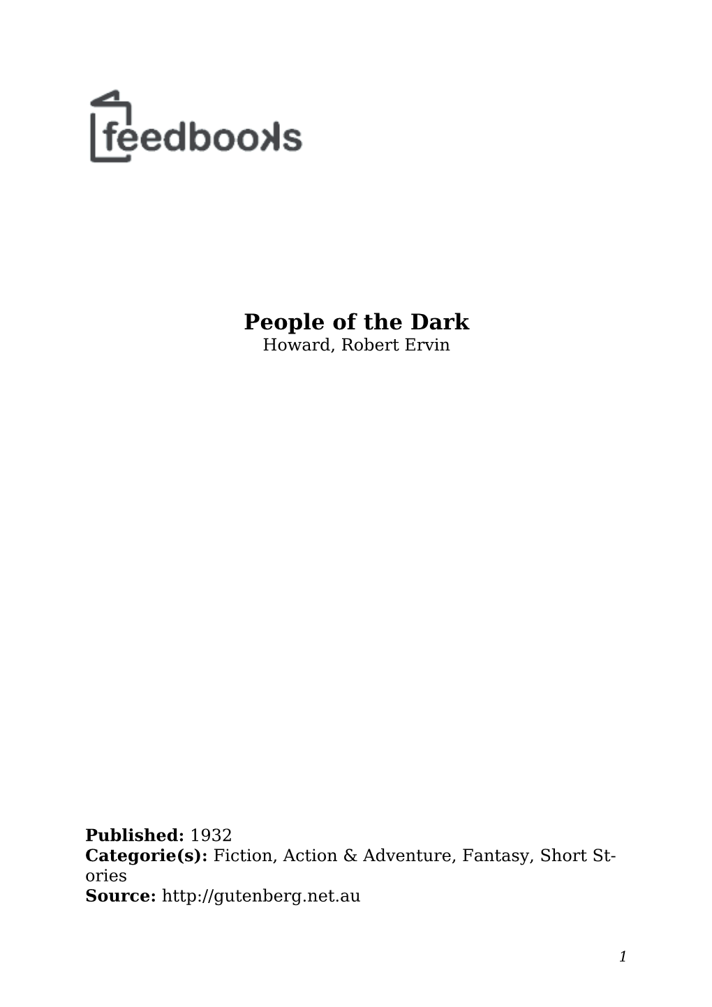 People of the Dark Howard, Robert Ervin