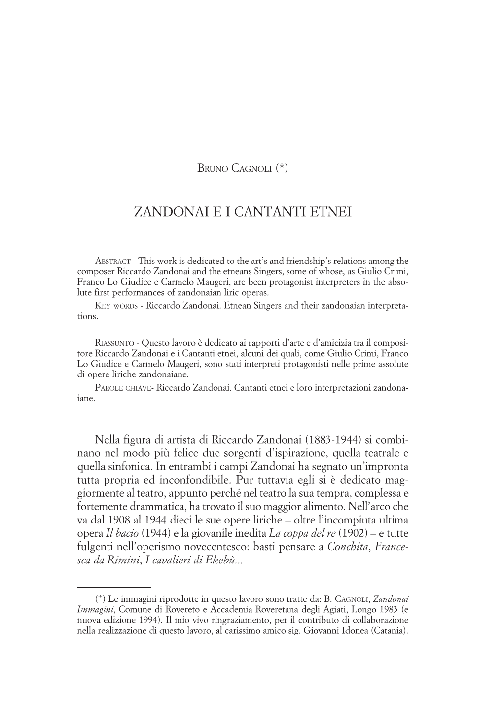 Zandonai E I Cantanti Etnei