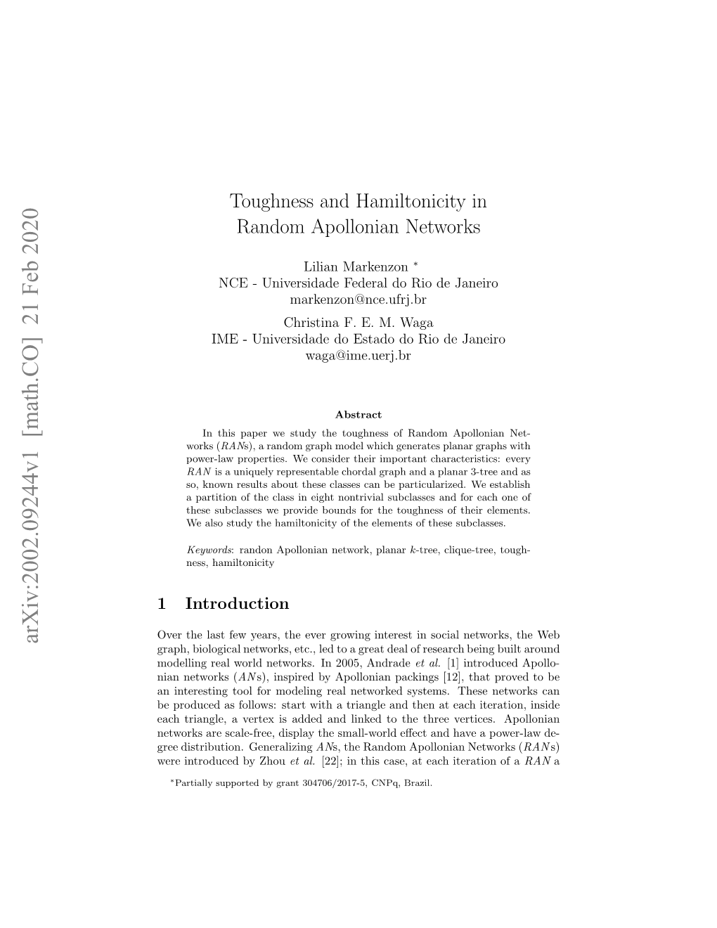 Toughness and Hamiltonicity in Random Apollonian Networks
