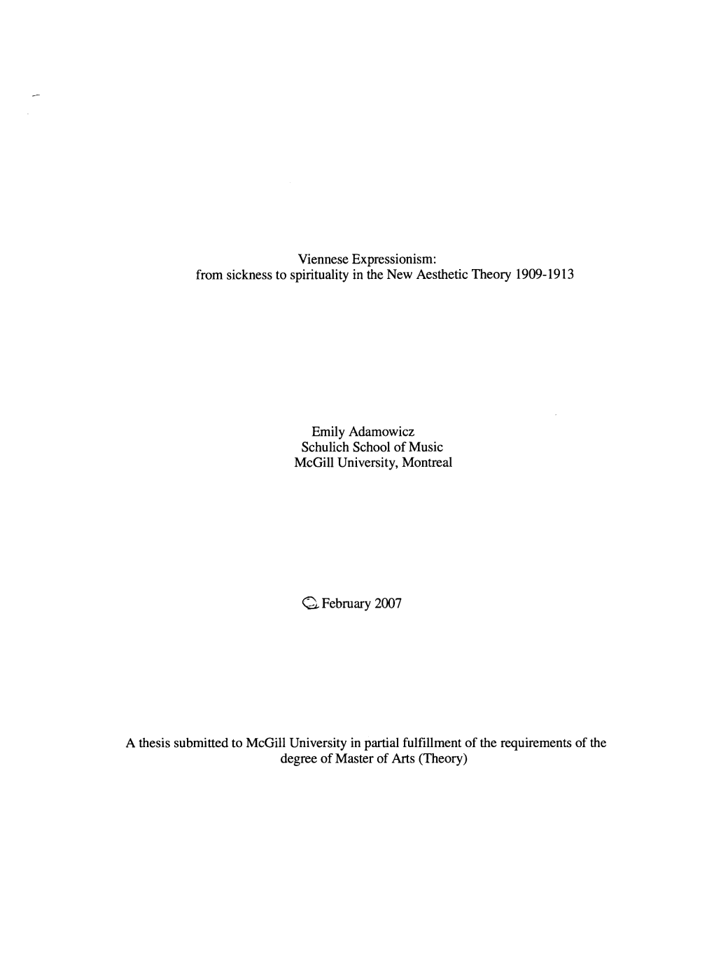 Viennese Expressionism: from Sickness to Spirituality in the New Aesthetic Theory 1909-1913