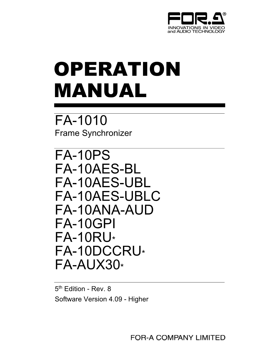 FOR-A FA-1010 Manual (PDF)