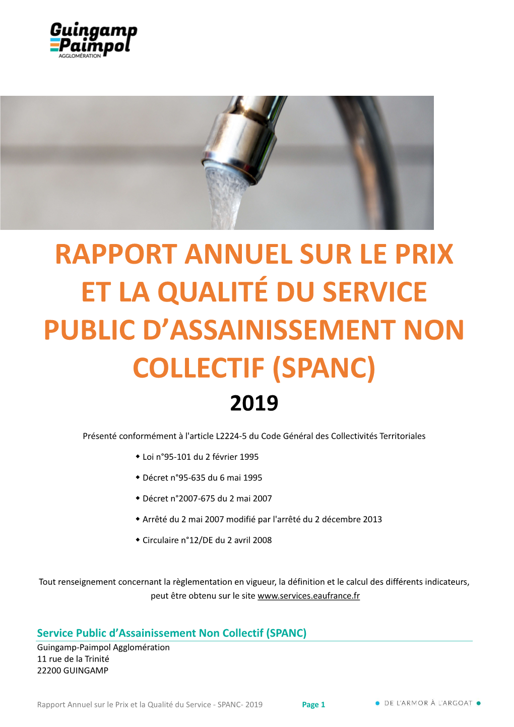 Rapport Annuel Sur Le Prix Et La Qualité Du Service Public D'assainissement Non Collectif (SPANC)