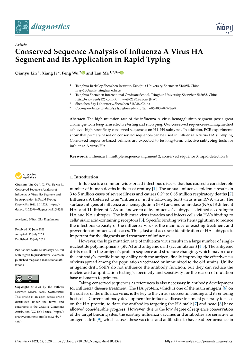 Conserved Sequence Analysis of Influenza a Virus HA Segment And