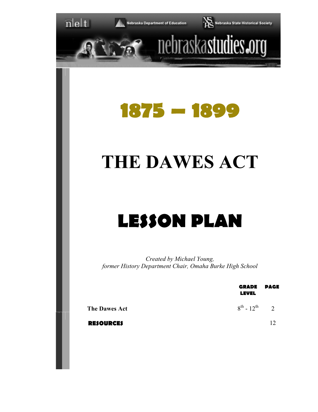 THE DAWES ACT Lesson Plan 2 of 10