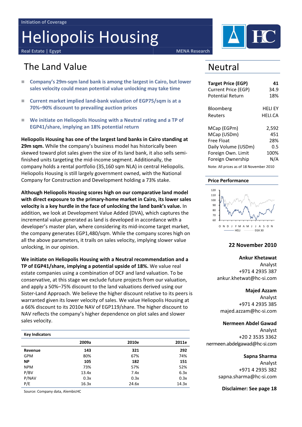 Heliopolis Housing Real Estate | Egypt MENA Research