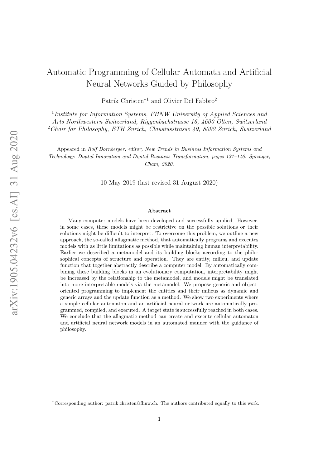 Automatic Programming of Cellular Automata and Artificial Neural