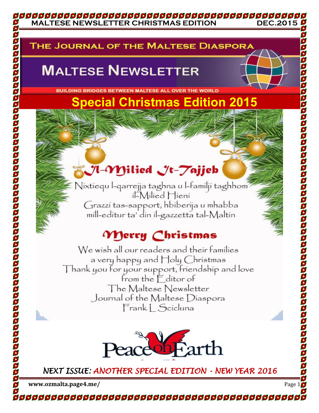 Maltese Newsletter Christmas Edition Dec.2015