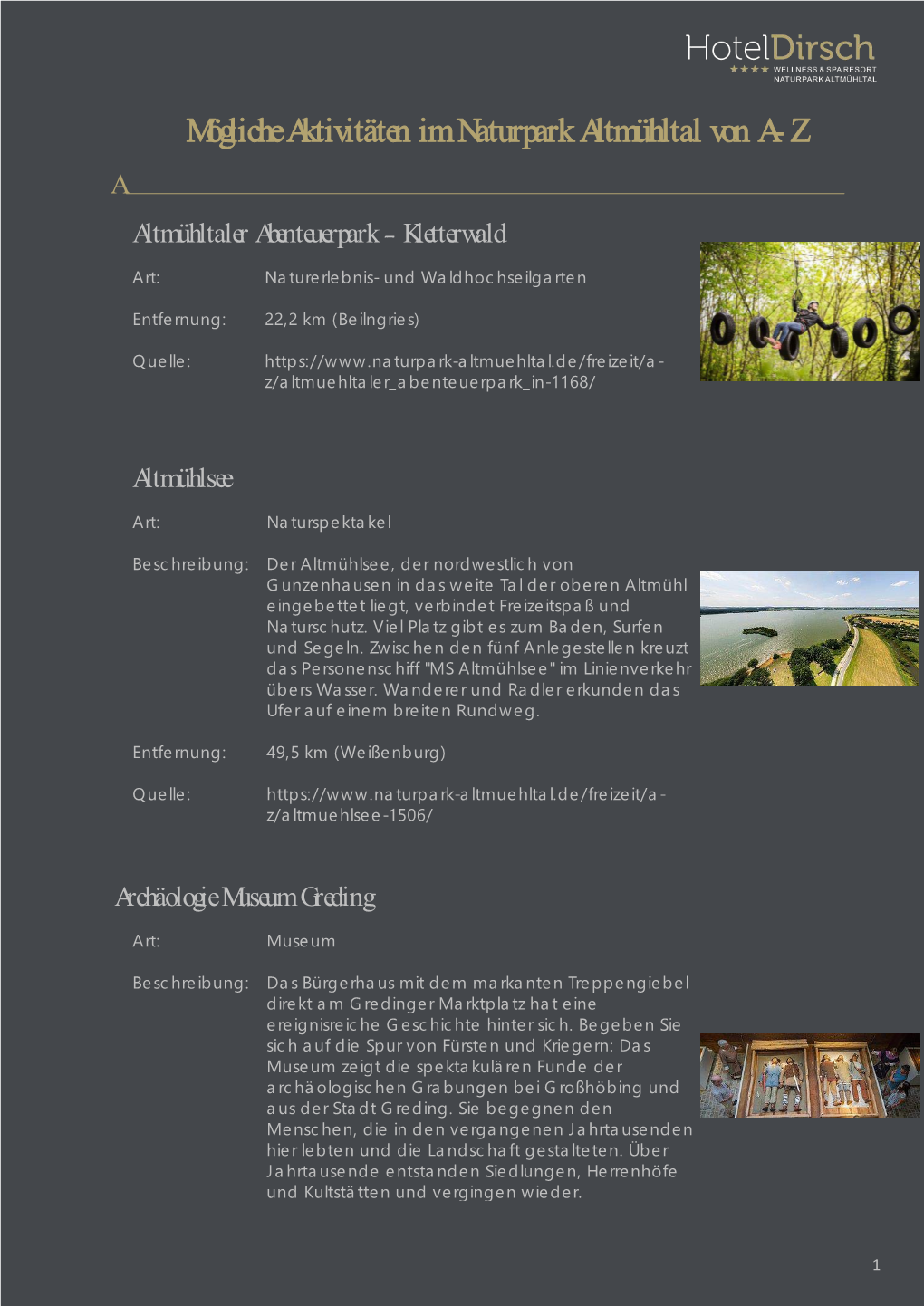 Mögliche Aktivitäten Im Naturpark Altmühltal Von A- Z a Altmühltaler Abenteuerpark – Kletterwald