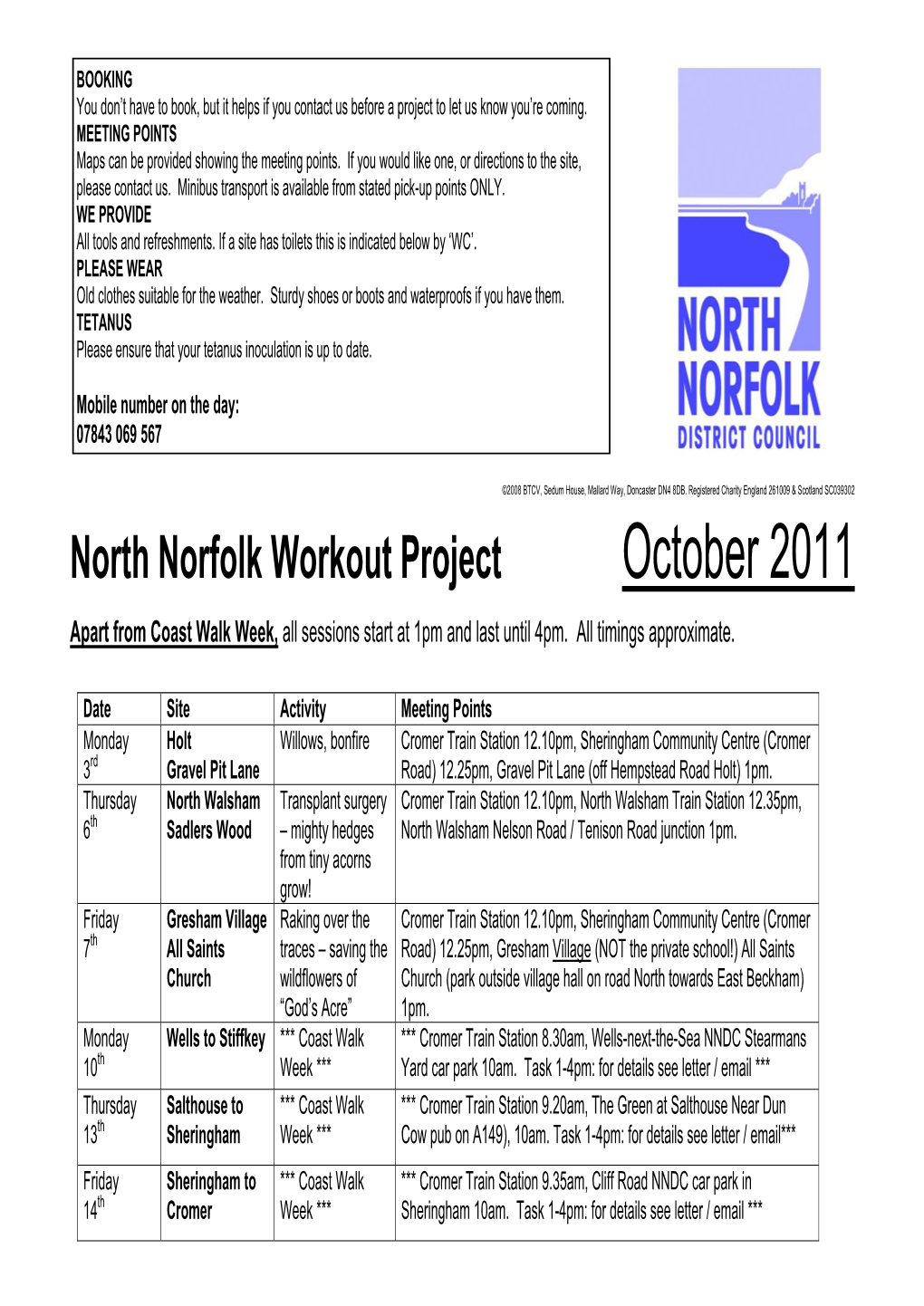 North Norfolk Workout Project October 2011