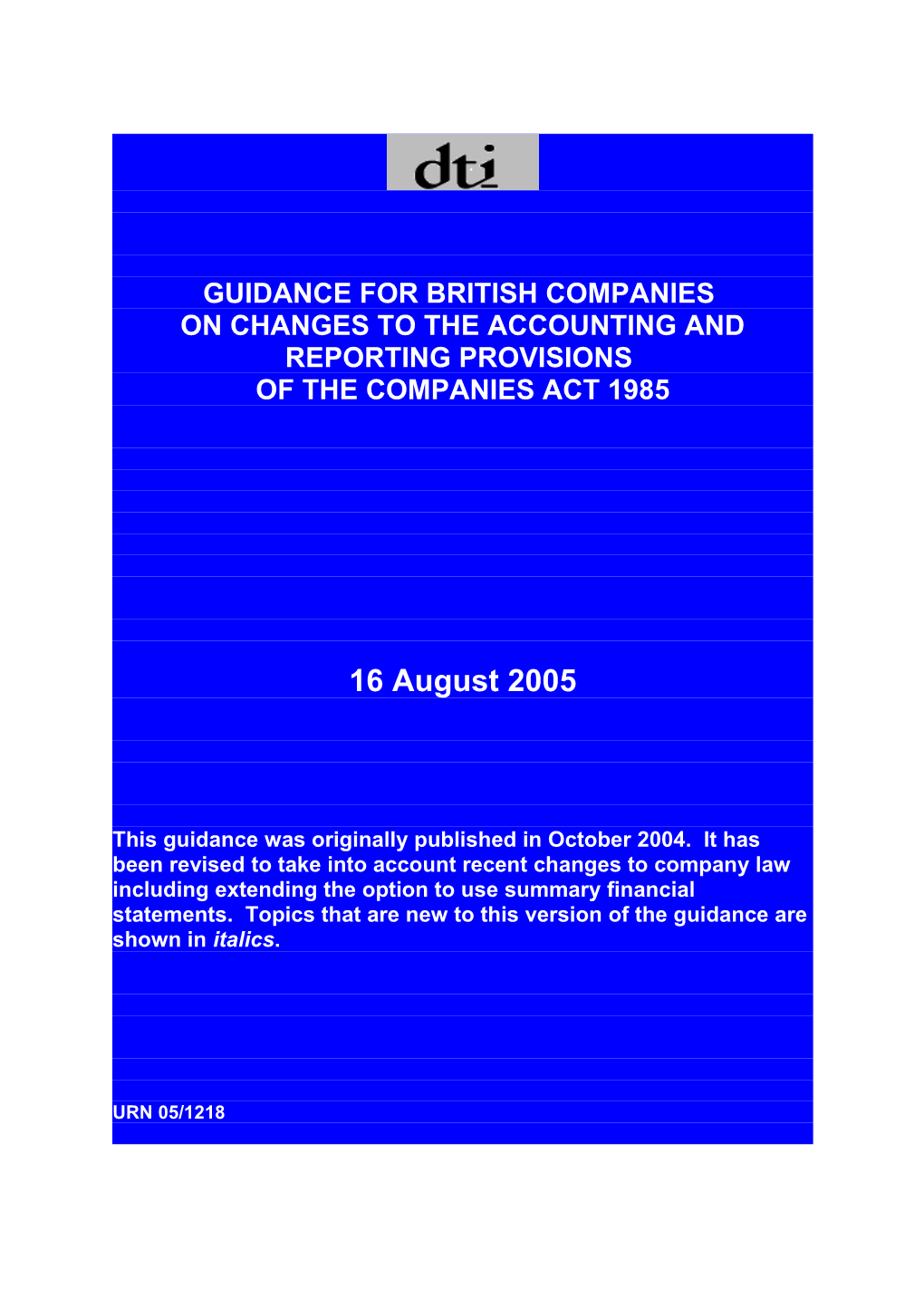 Guidance for British Companies