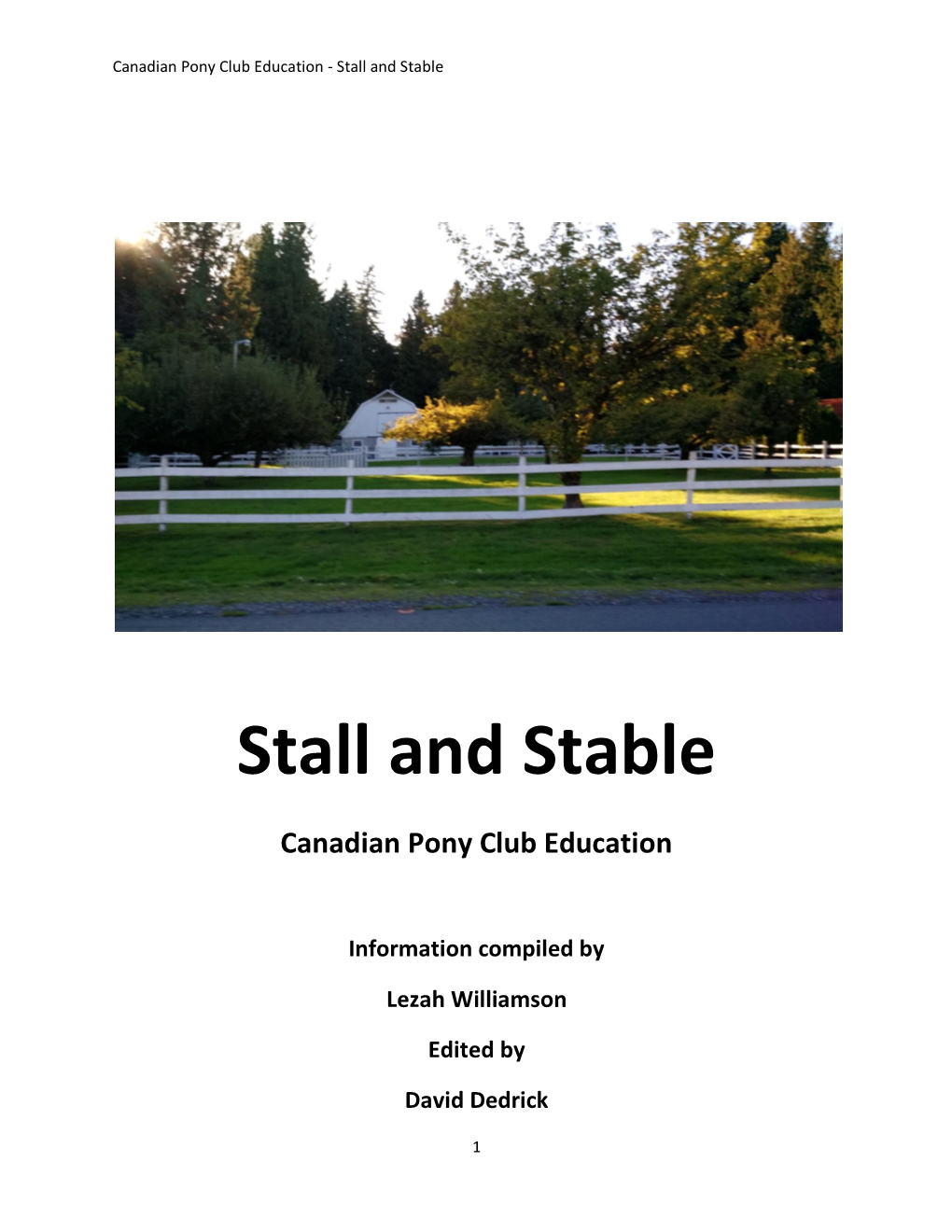 Stall and Stable