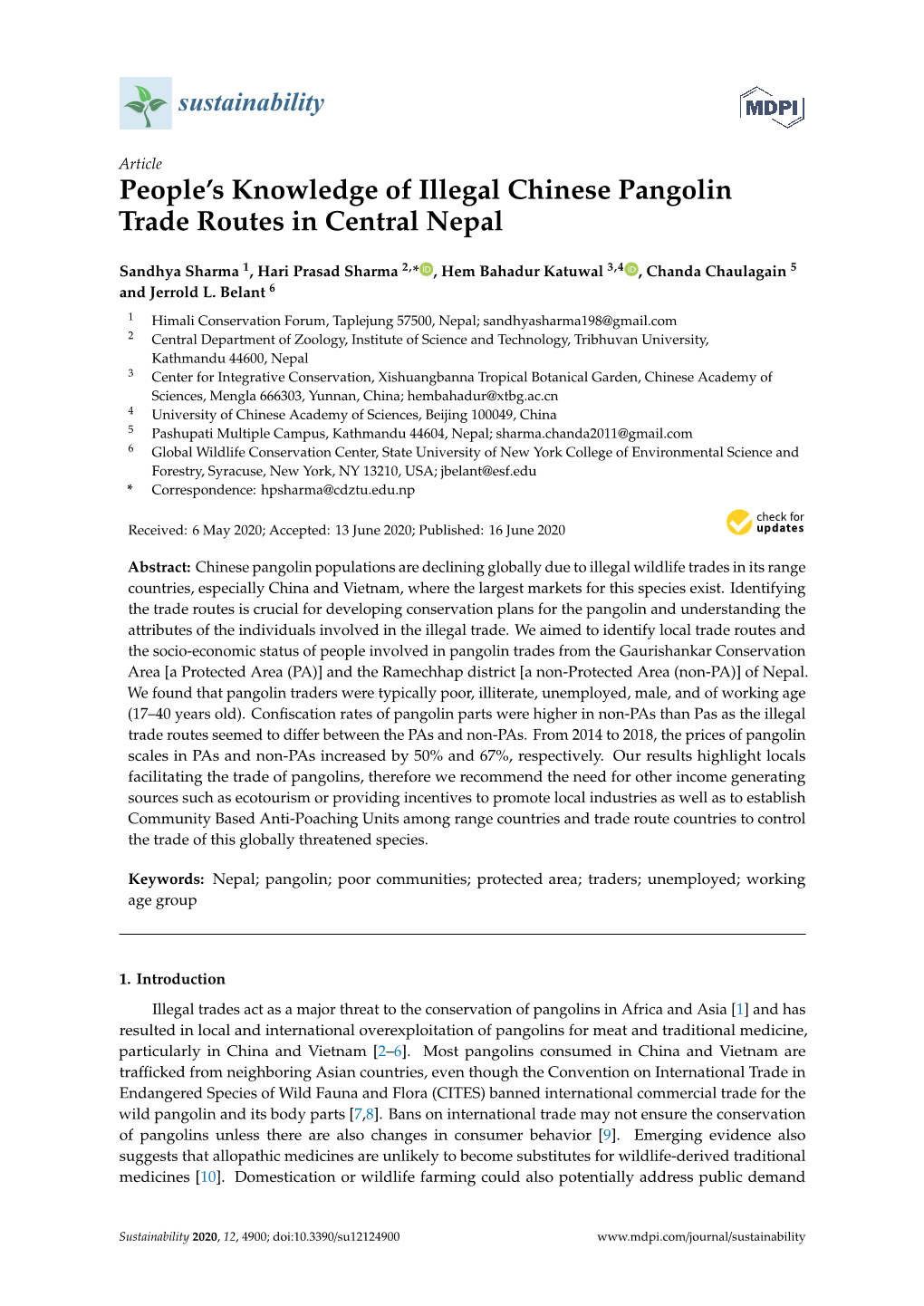 People's Knowledge of Illegal Chinese Pangolin Trade Routes In