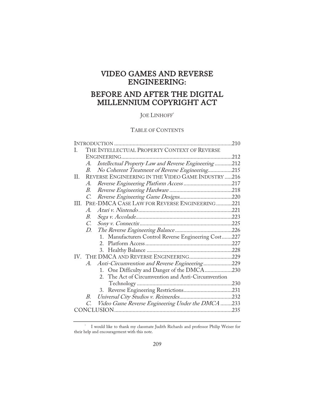 Video Games and Reverse Engineering: Before and After the Digital Millennium Copyright Act