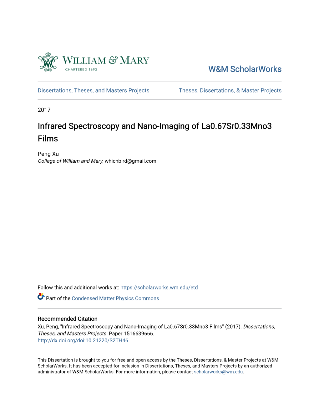 Infrared Spectroscopy and Nano-Imaging of La0.67Sr0.33Mno3 Films