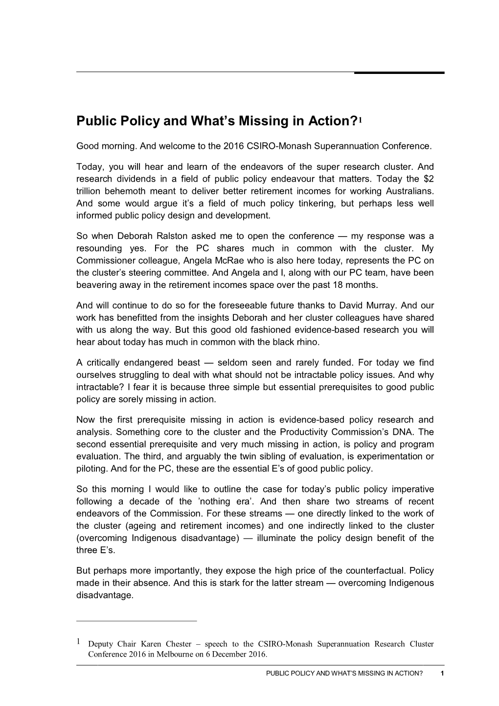 Public Policy and What's Missing in Action?