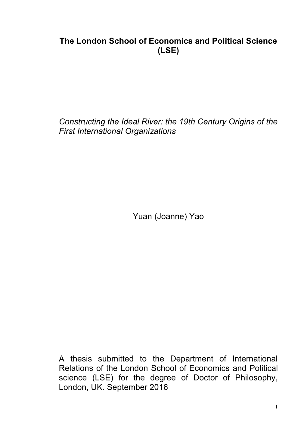 Constructing the Ideal River: the 19Th Century Origins of the First International Organizations