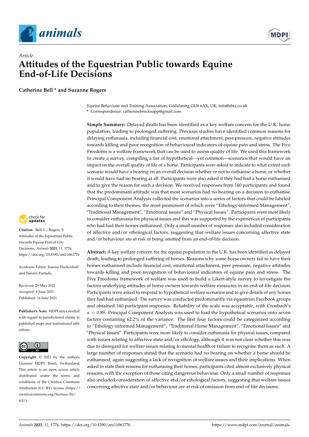 Attitudes of the Equestrian Public Towards Equine End-Of-Life Decisions