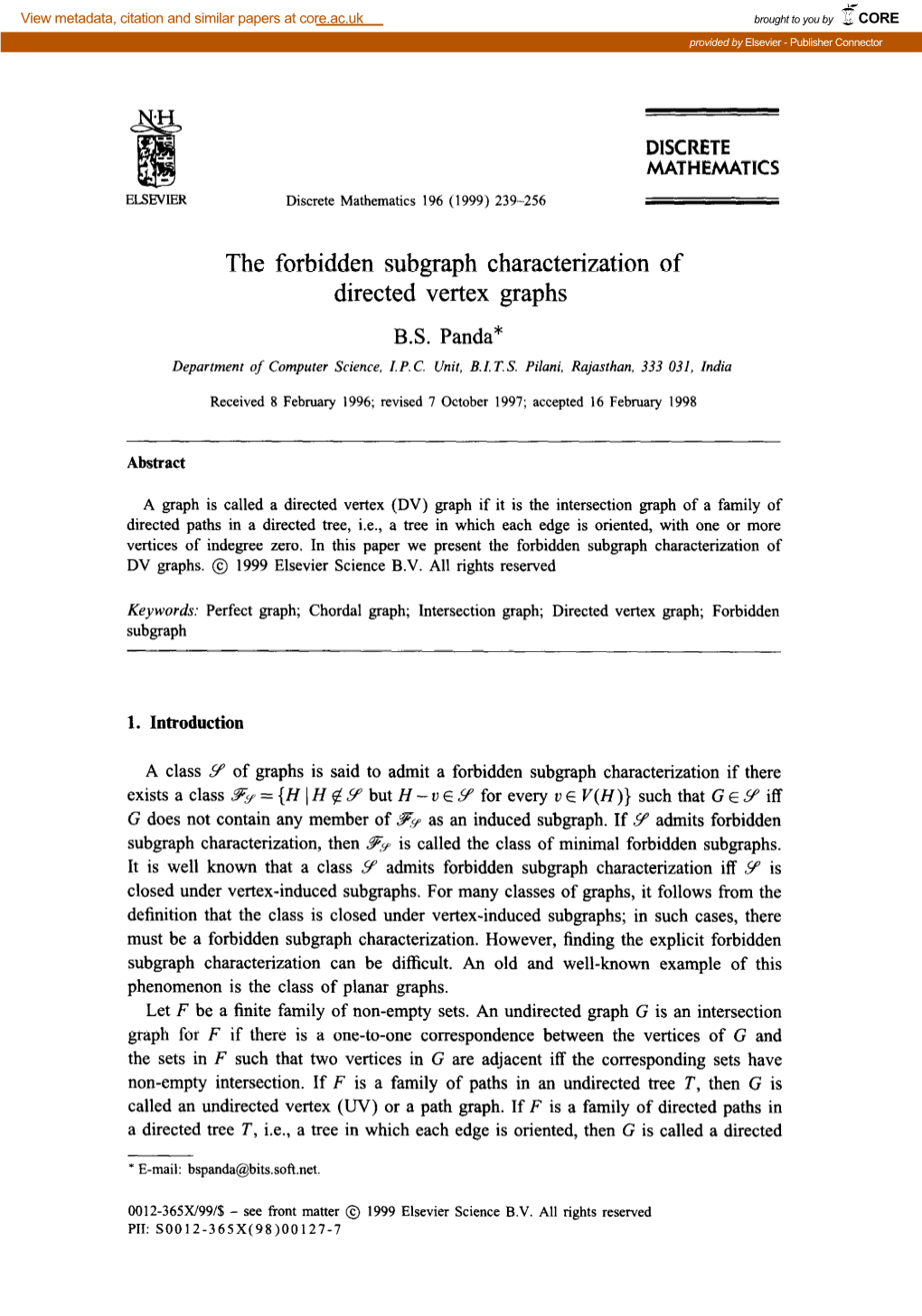 The Forbidden Subgraph Characterization of Directed Vertex Graphs