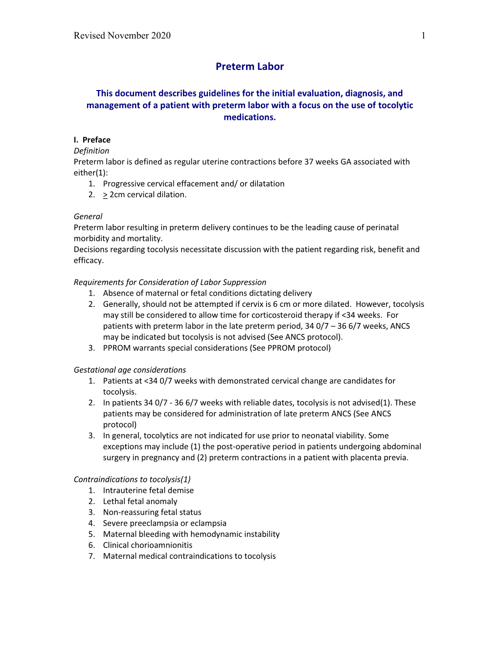 Magnesium Sulfate Tocolysis Guidelines (DRAFT 12/20/07)