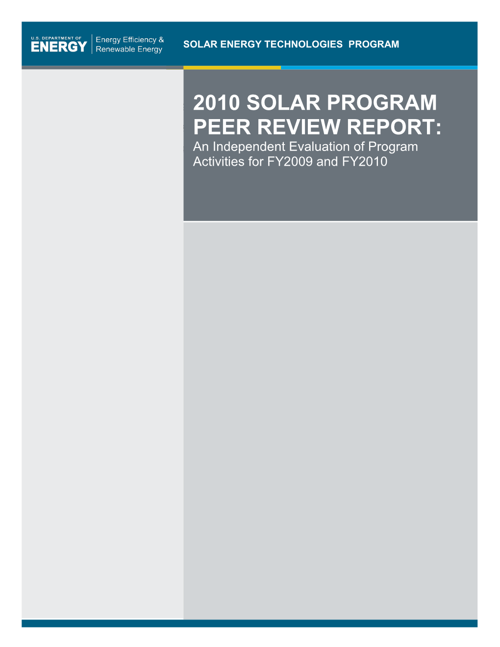 2010 Solar Program Peer Review Report