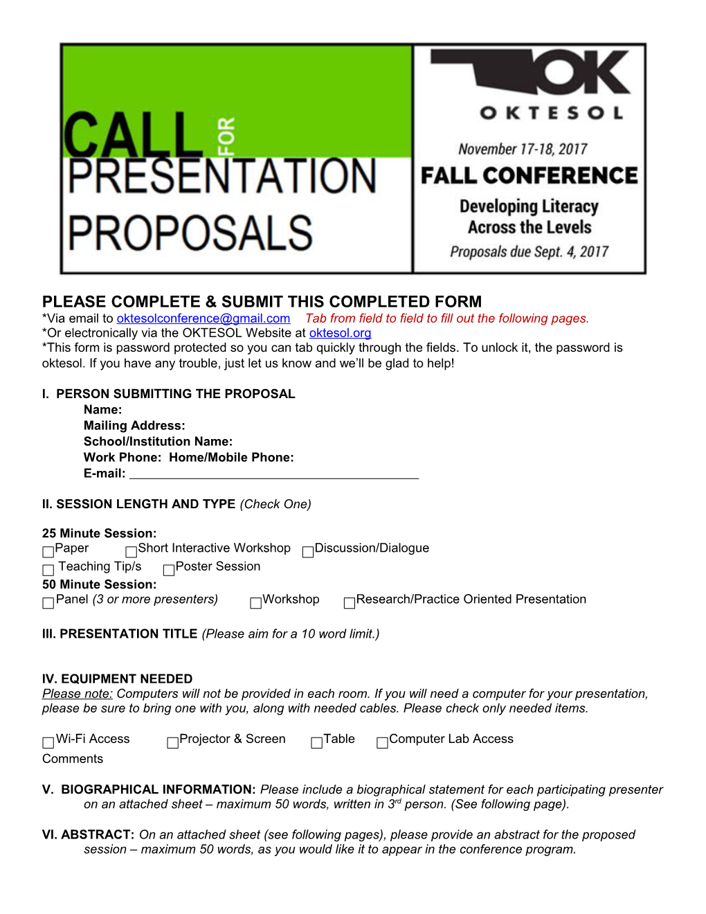 Call for Program Proposals