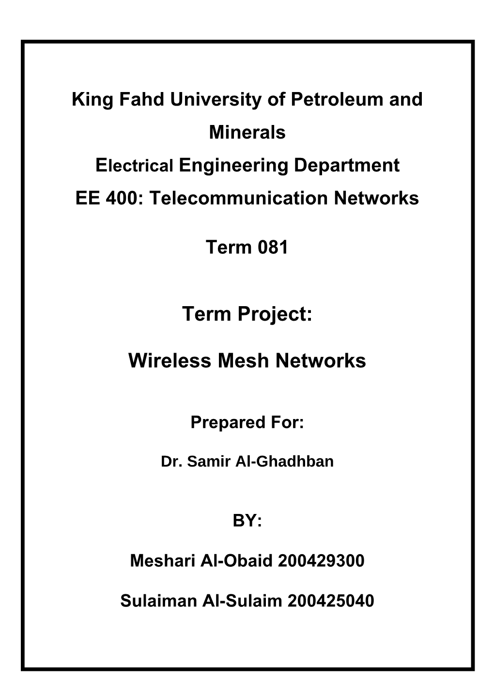 King Fahd University of Petroleum and Minerals s3