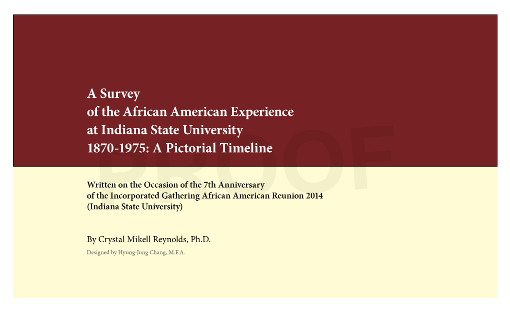 A Survey of the African American Experience at Indiana State University 1870-1975: a Pictorial Timeline