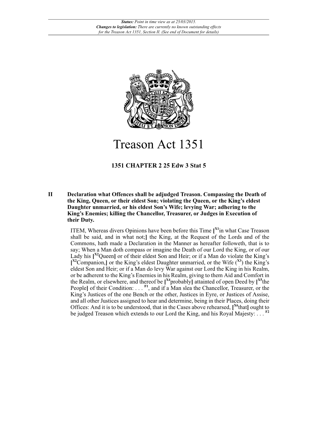 Treason Act 1351, Section II