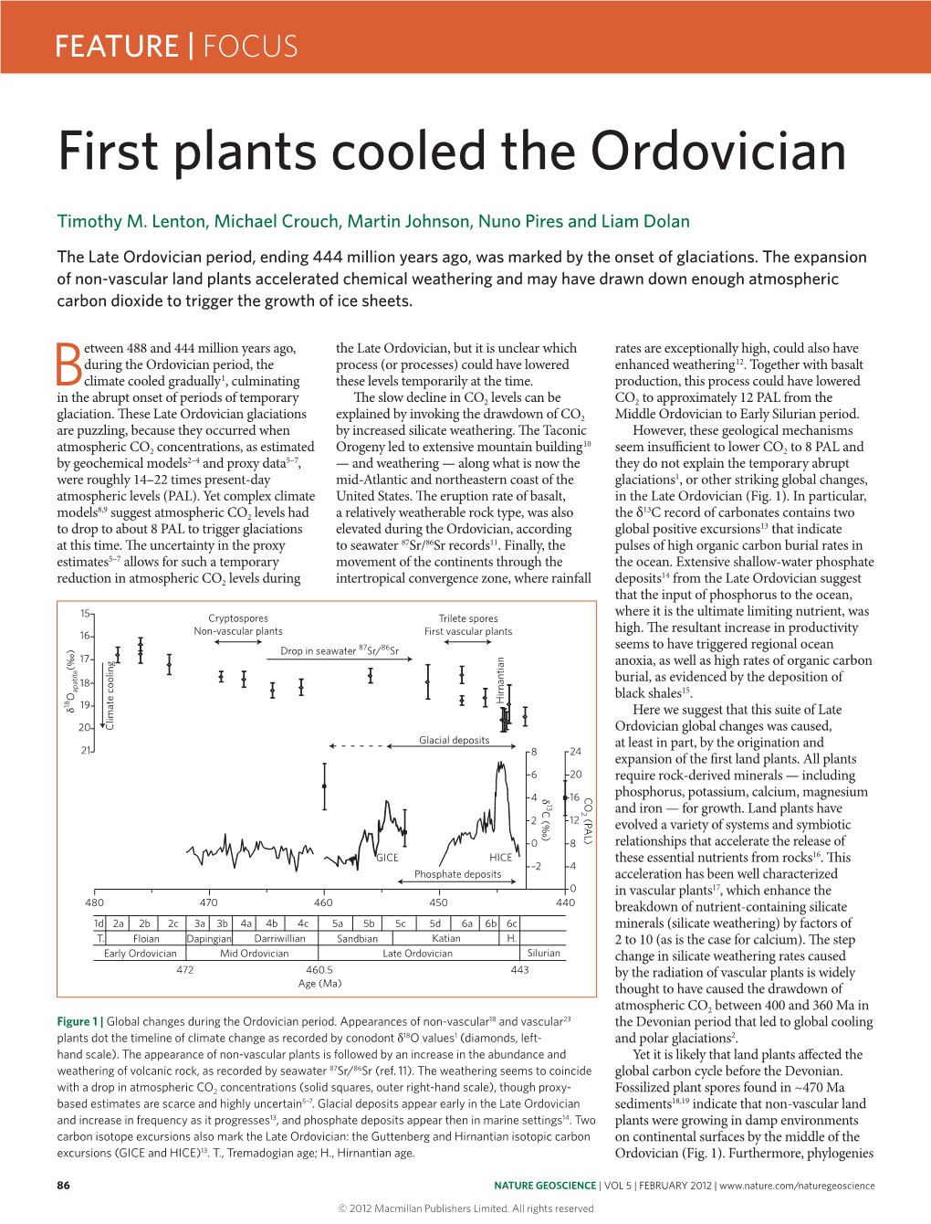 First Plants Cooled the Ordovician