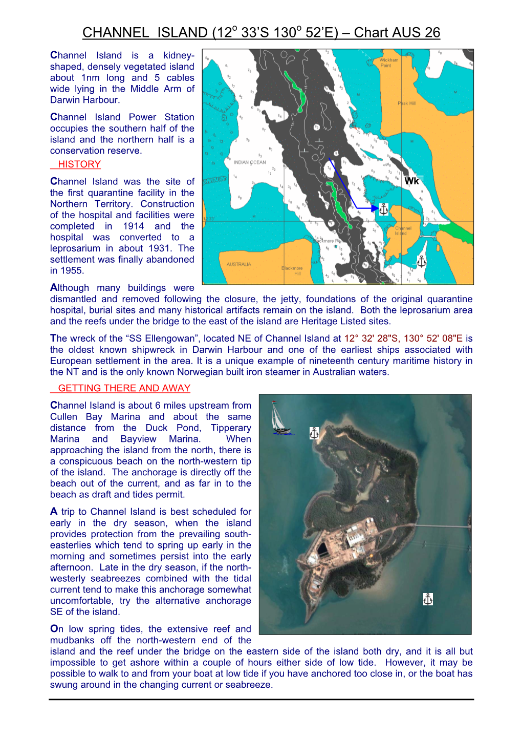 CHANNEL ISLAND (12 33'S 130 52'E) – Chart AUS 26