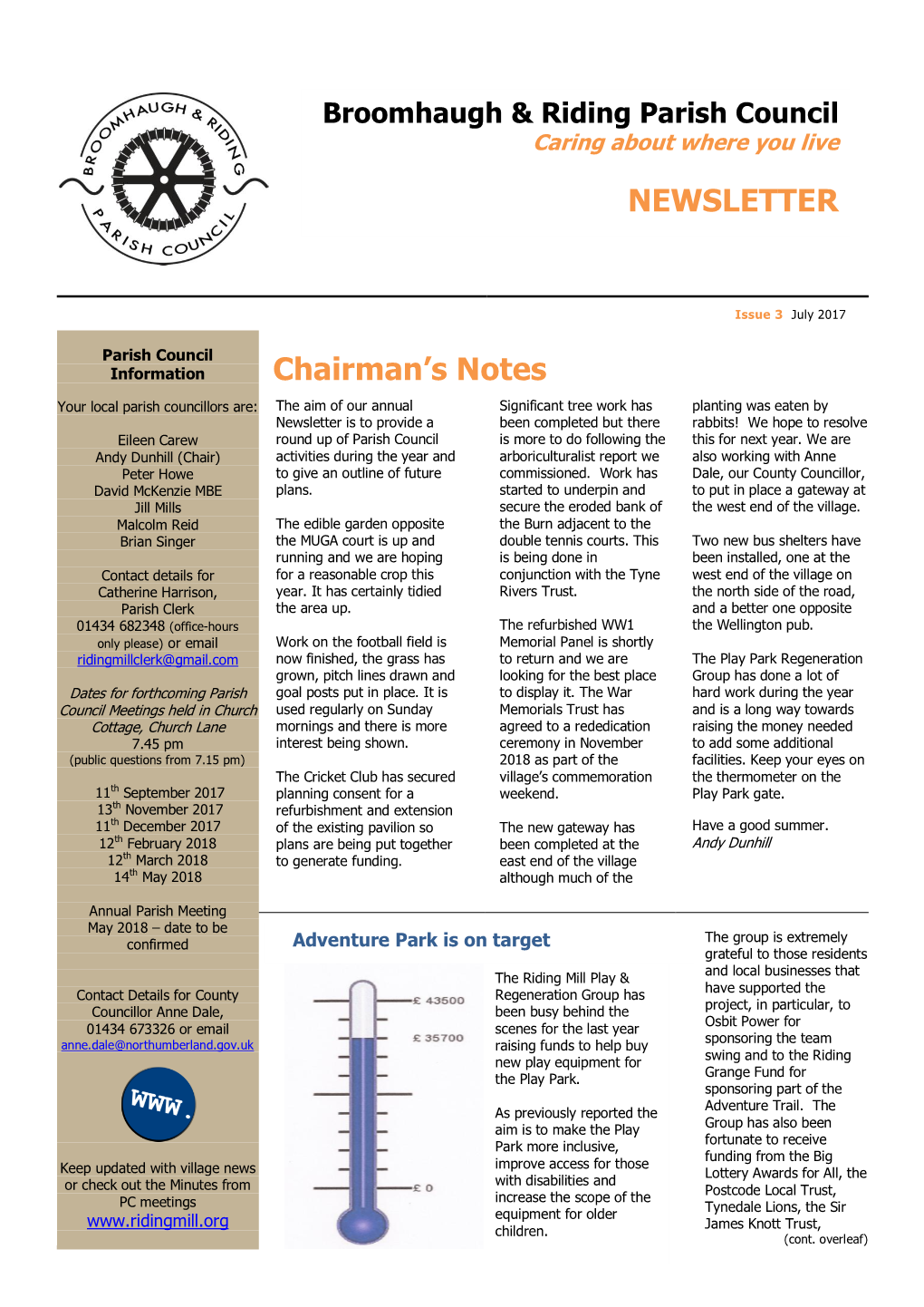 Chairman's Notes NEWSLETTER