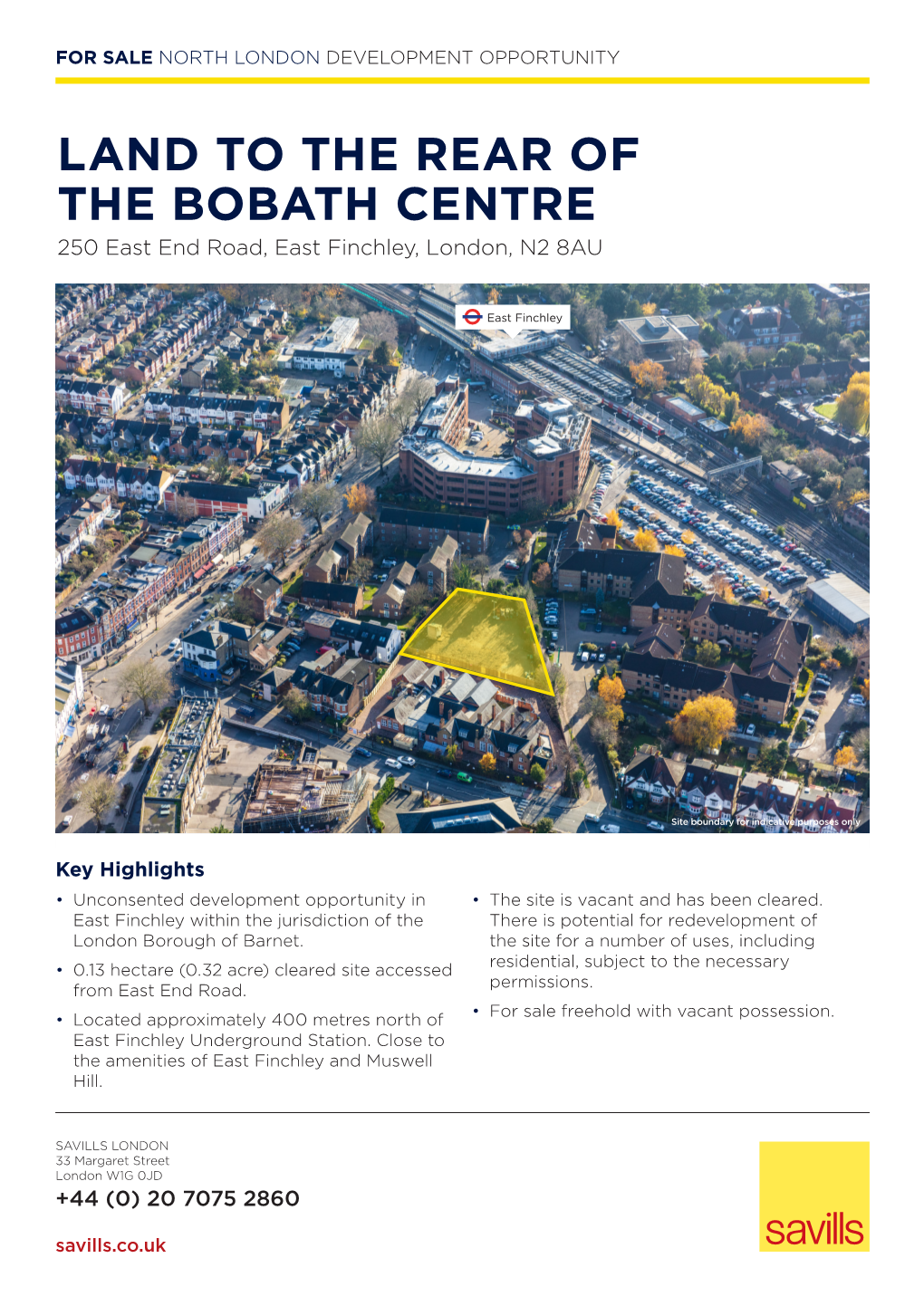 LAND to the REAR of the BOBATH CENTRE 250 East End Road, East Finchley, London, N2 8AU