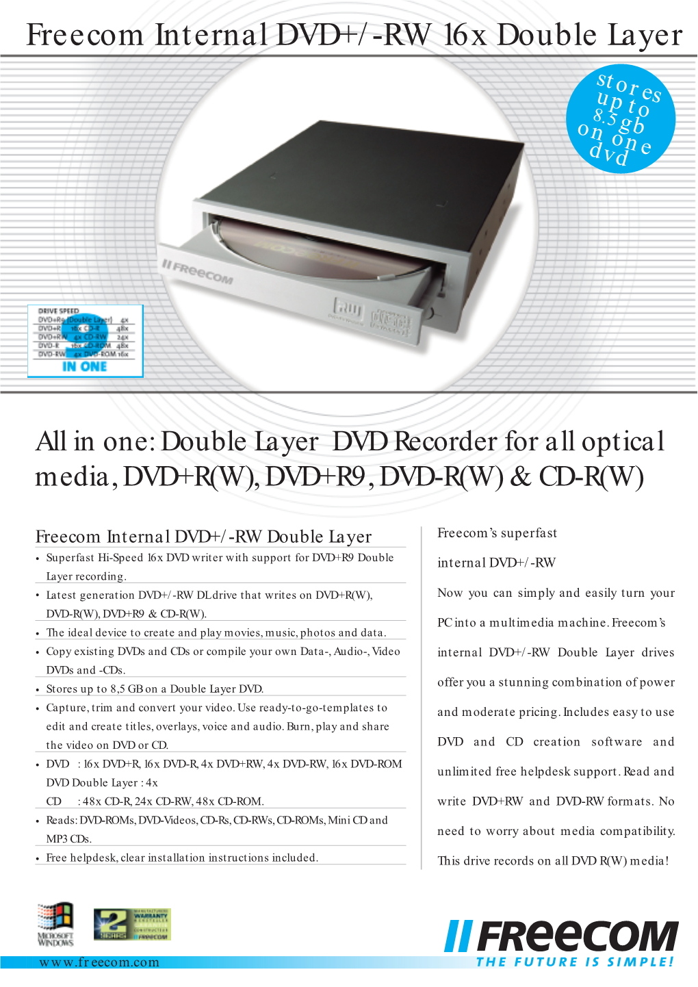 Datasheet INTERN DVD+-RW DL