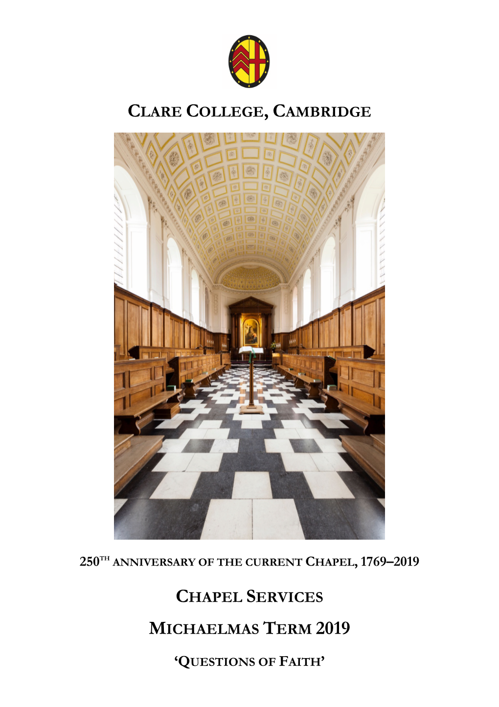 Chapel Services Michaelmas Term 2019