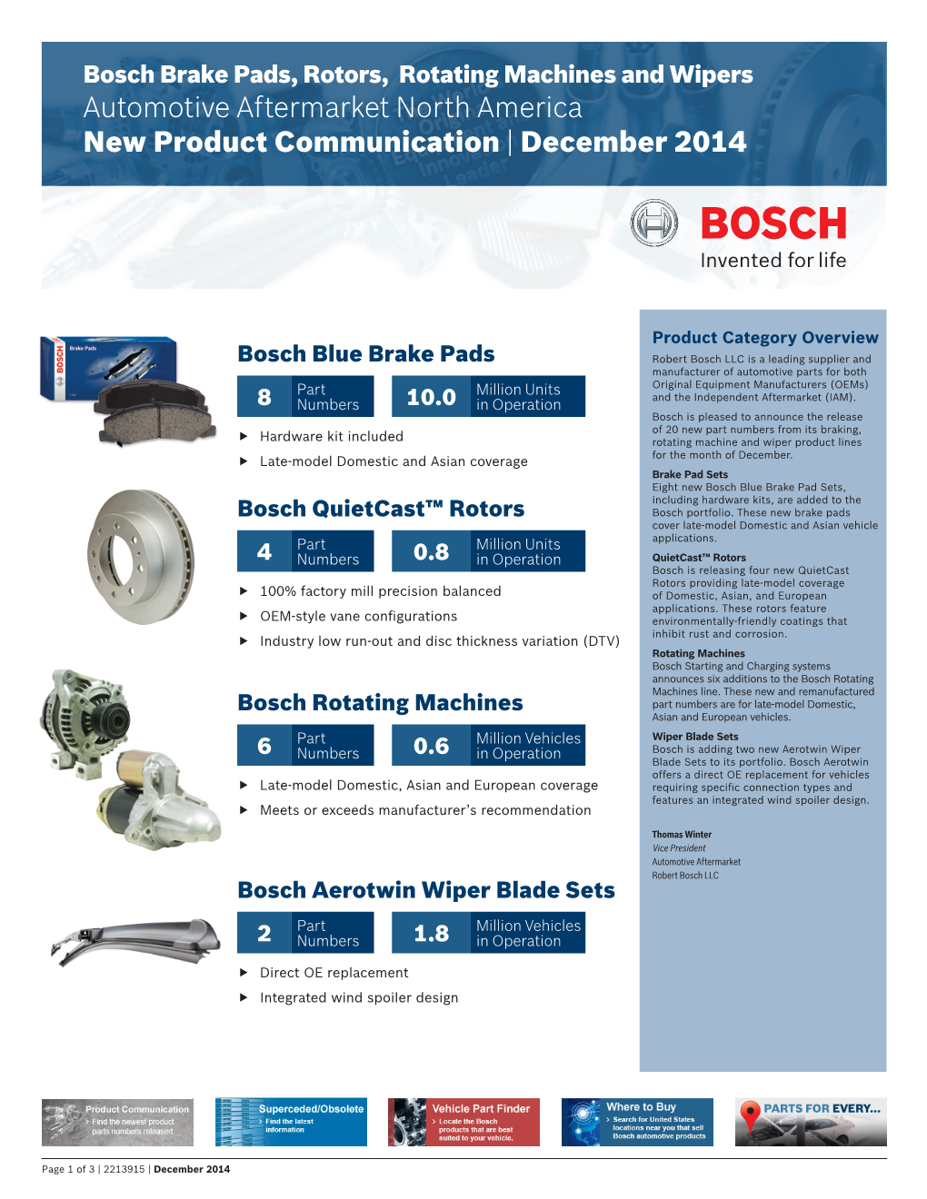 Automotive Aftermarket North America New Product Communication | December 2014