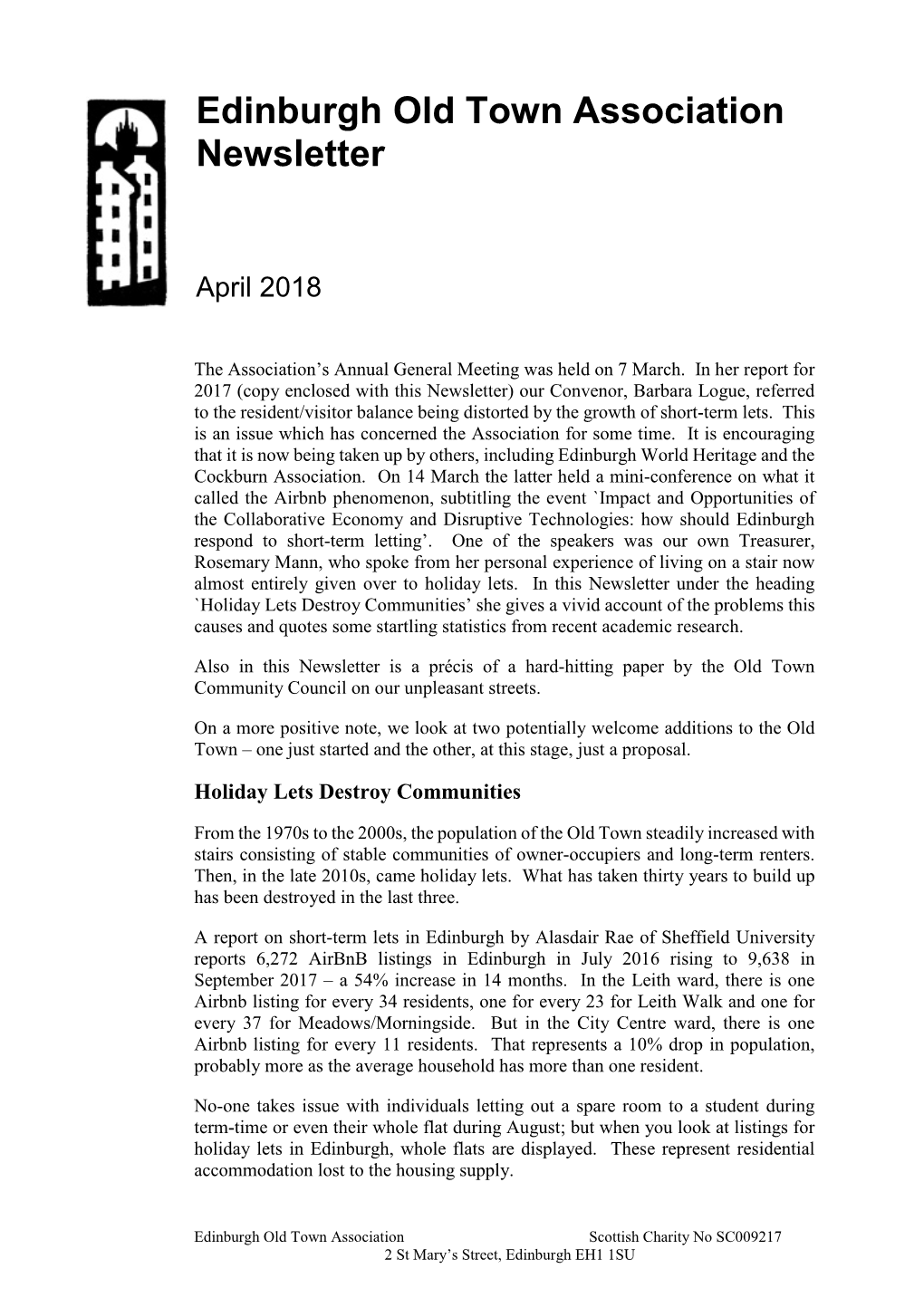 Edinburgh Old Town Association Newsletter