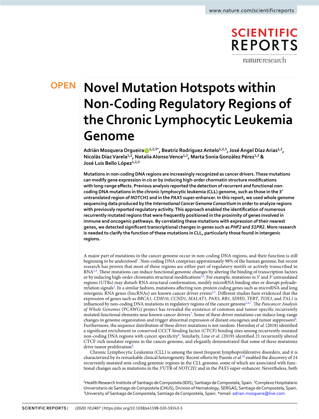 Novel Mutation Hotspots Within Non-Coding Regulatory Regions Of