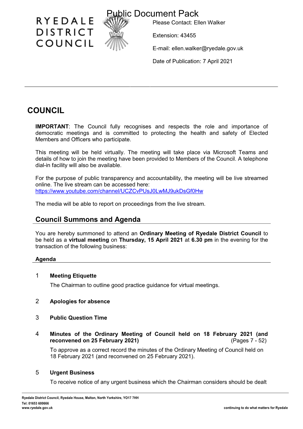 (Public Pack)Agenda Document for Council, 15/04/2021 18:30