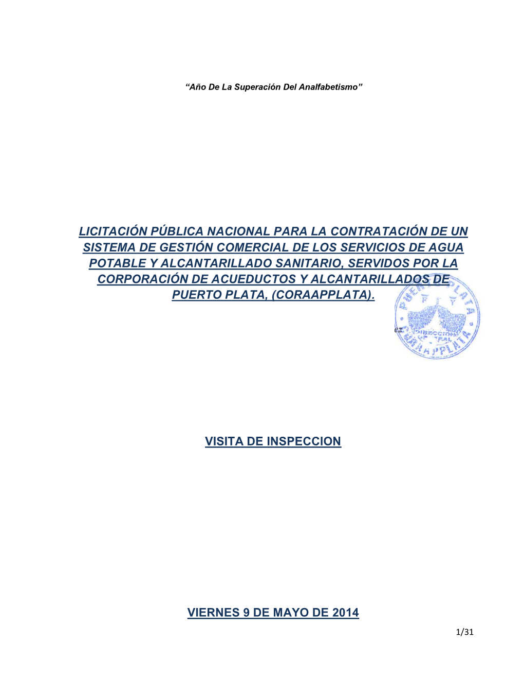 Licitación Pública Nacional Para La Contratación De Un