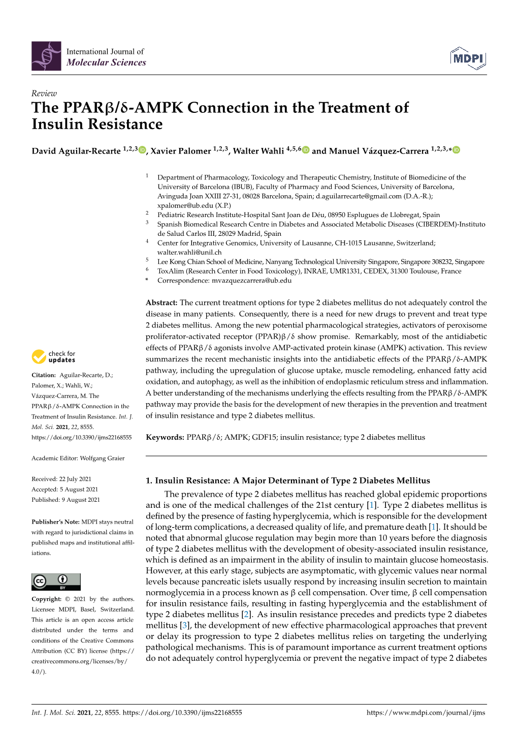 The PPAR/-AMPK Connection in the Treatment of Insulin Resistance