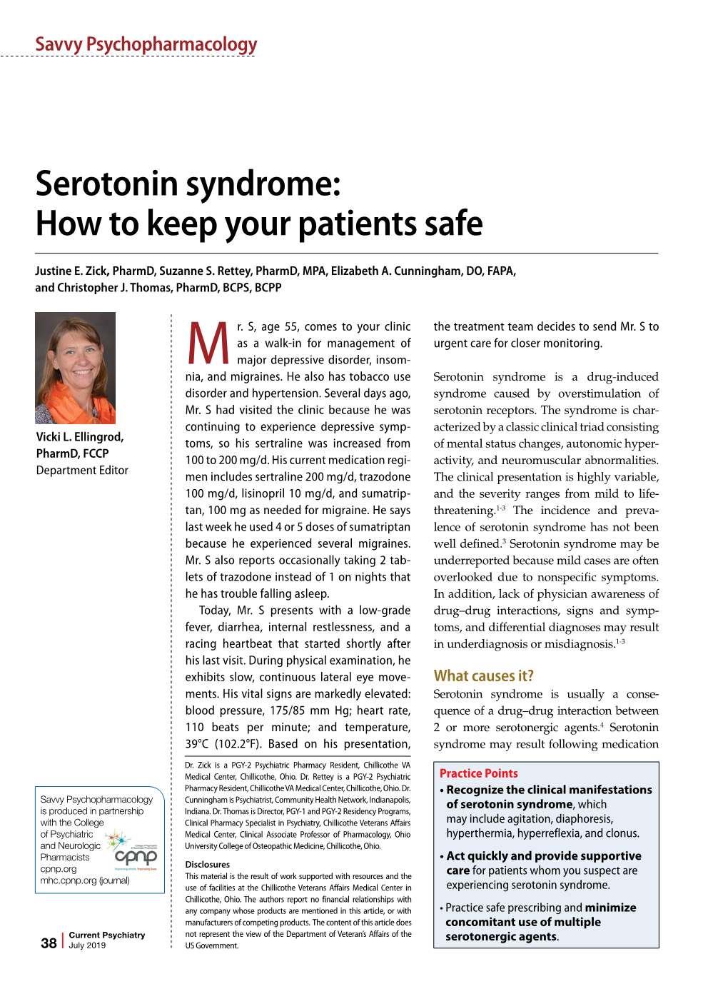 Serotonin Syndrome: How to Keep Your Patients Safe