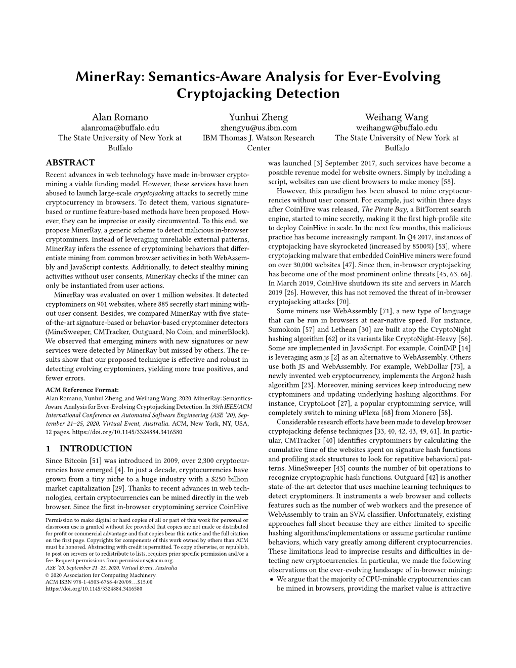 Minerray: Semantics-Aware Analysis for Ever-Evolving Cryptojacking Detection