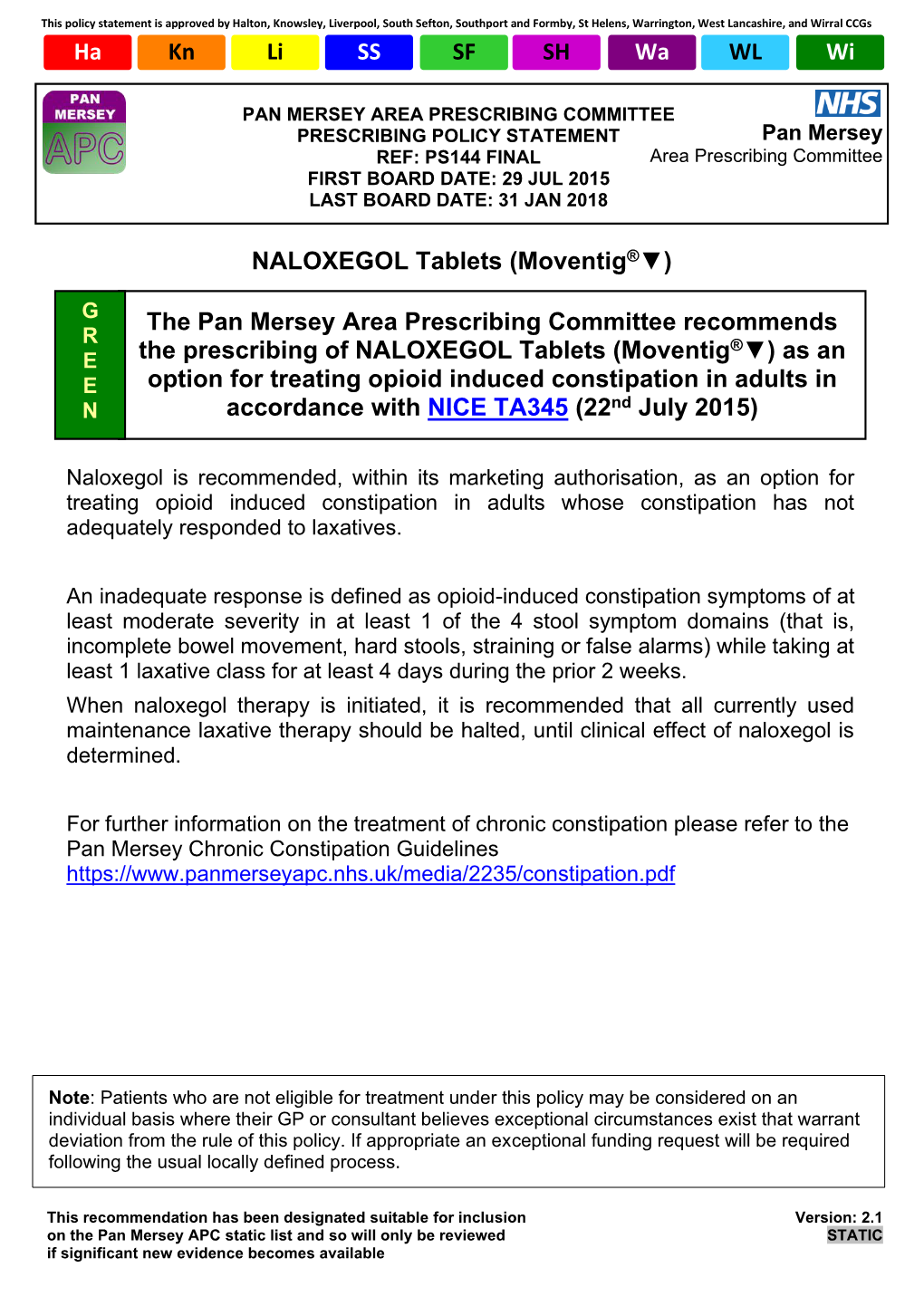 NALOXEGOL Tablets (Moventig® )