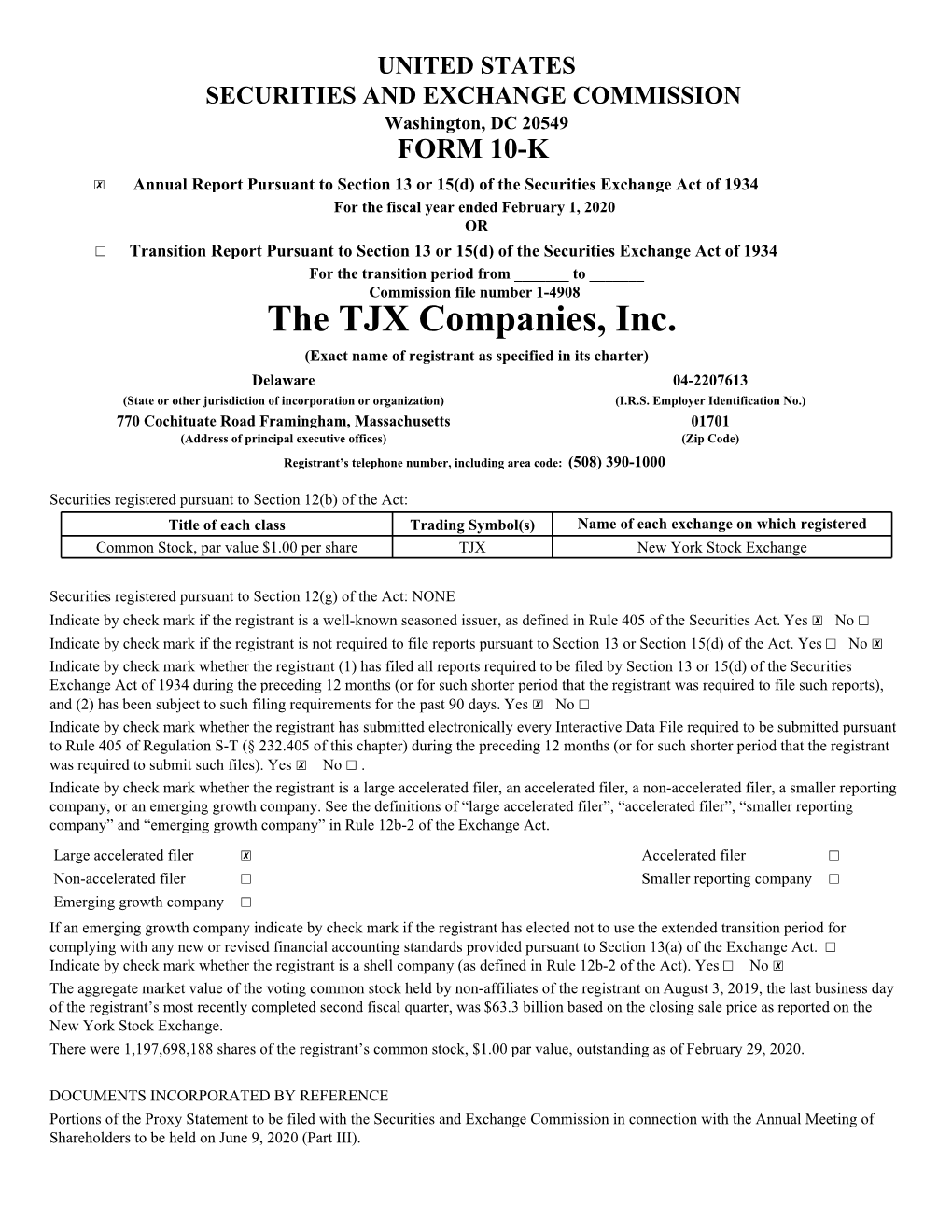 The TJX Companies, Inc. Form 10-K
