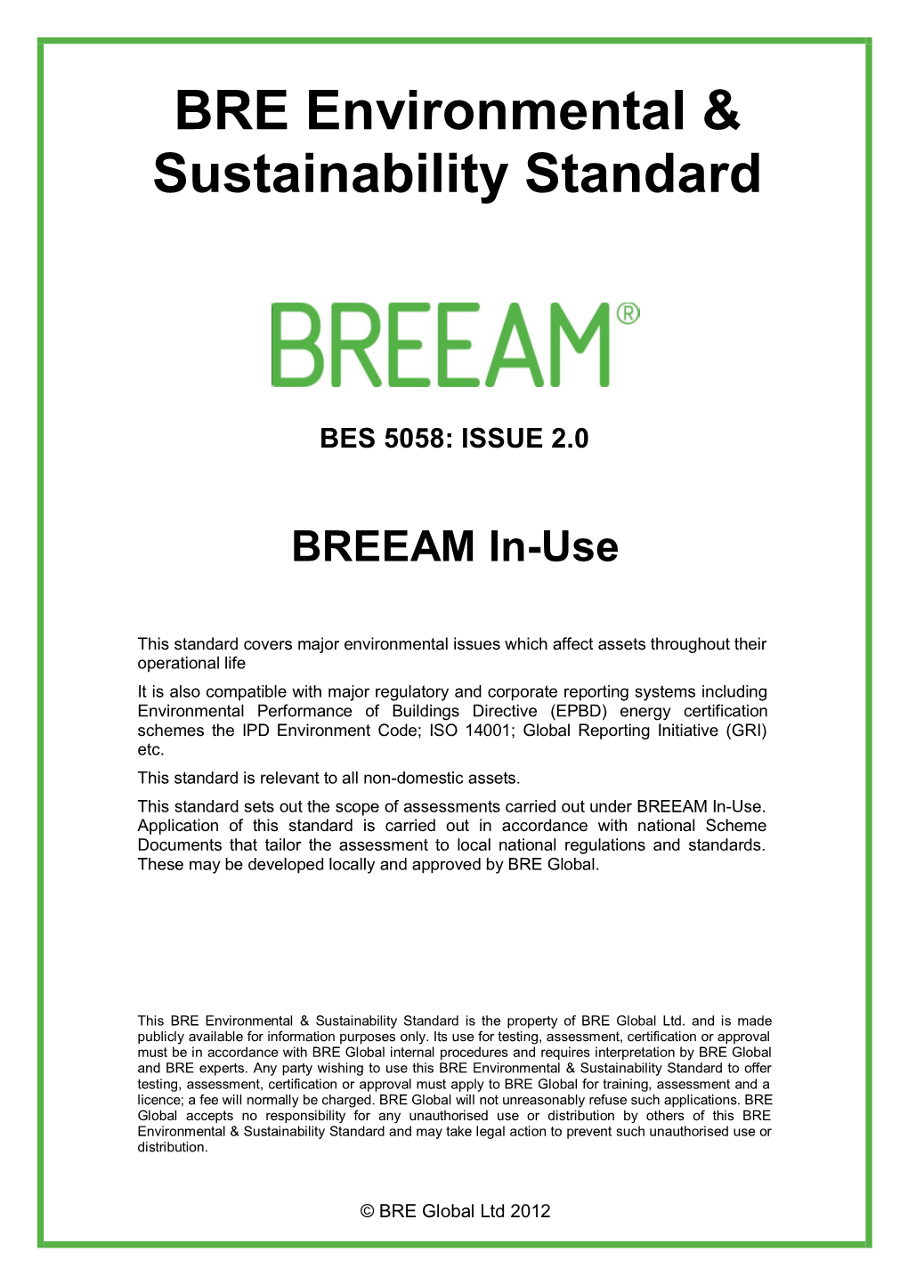 BES 5058 Issue 2 0 BREEAM in Use.Docx