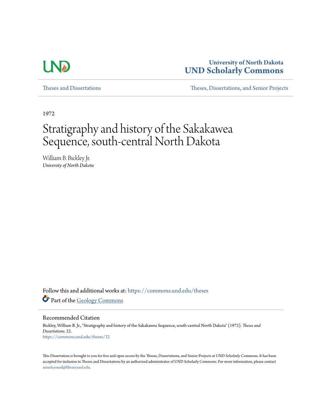 Stratigraphy and History of the Sakakawea Sequence, South-Central North Dakota William B