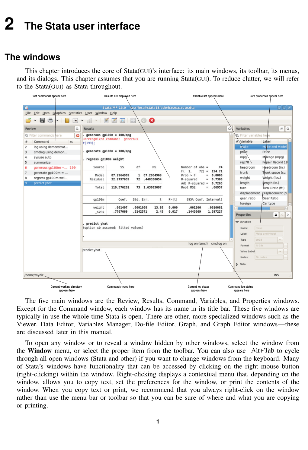 2 the Stata User Interface